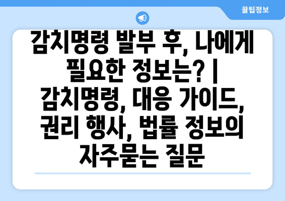 감치명령 발부 후, 나에게 필요한 정보는? | 감치명령, 대응 가이드, 권리 행사, 법률 정보