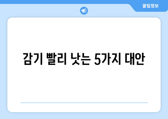 감기 기간 단축을 위한 5가지 대안적 조치| 면역력 강화부터 생활 습관 개선까지 | 감기, 면역력, 건강, 겨울철 건강 관리, 자가 치료