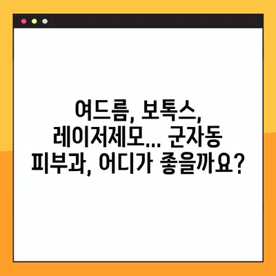 서울 광진구 군자동 피부과 추천| 일요일 진료 가능한 5곳 | 여드름, 보톡스, 레이저제모, 필러, 리프팅 비교