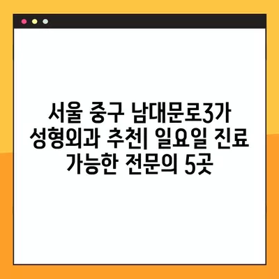 서울 중구 남대문로3가 성형외과 추천| 일요일 진료 가능한 전문의 5곳 | 얼굴, 코, 지방이식, 눈, 흉터 전문 |