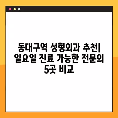 동대구역 성형외과 추천| 일요일 진료 가능한 전문의 5곳 비교  | 얼굴, 눈, 코, 지방이식, 흉터