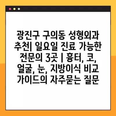 광진구 구의동 성형외과 추천| 일요일 진료 가능한 전문의 3곳 | 흉터, 코, 얼굴, 눈, 지방이식 비교 가이드