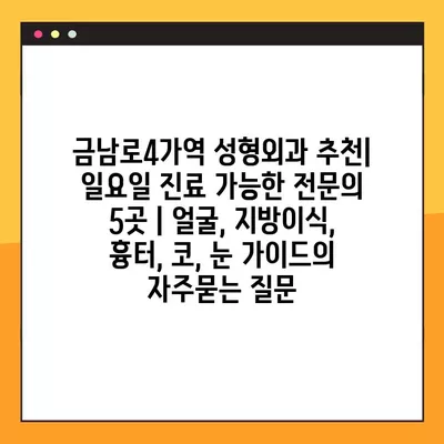 금남로4가역 성형외과 추천| 일요일 진료 가능한 전문의 5곳 | 얼굴, 지방이식, 흉터, 코, 눈 가이드