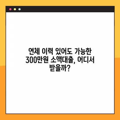 연체자도 가능! 300만원 소액대출, 딱 맞는 곳 BEST3 | 신용등급, 금리, 조건 비교 가이드