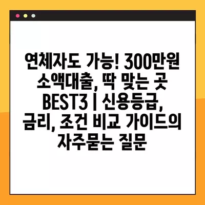 연체자도 가능! 300만원 소액대출, 딱 맞는 곳 BEST3 | 신용등급, 금리, 조건 비교 가이드