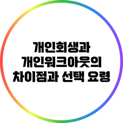 개인회생과 개인워크아웃의 차이점과 선택 요령