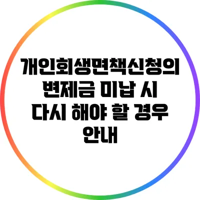 개인회생면책신청의 변제금 미납 시 다시 해야 할 경우 안내