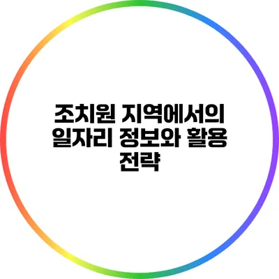 조치원 지역에서의 일자리 정보와 활용 전략